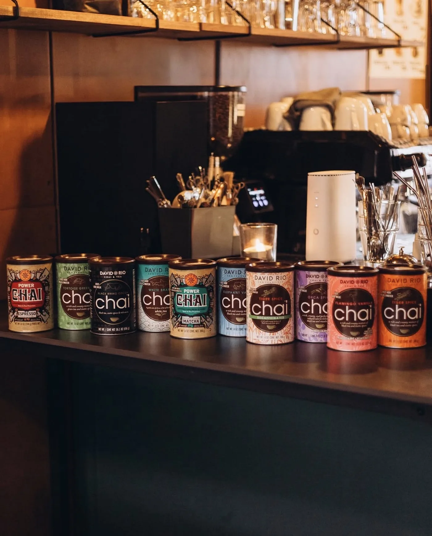 Die Chai-Auswahl an der Theke
